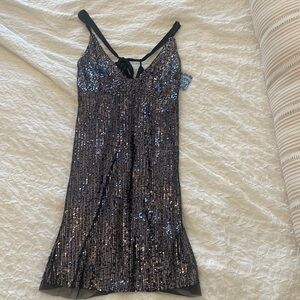 Free people navy sparkly mini dress!!